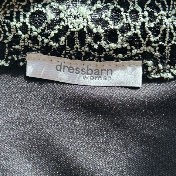 Dress Barn Pull Over Scalloped Top- Black with Silver Designs- V-Necked - Picture 7 of 7